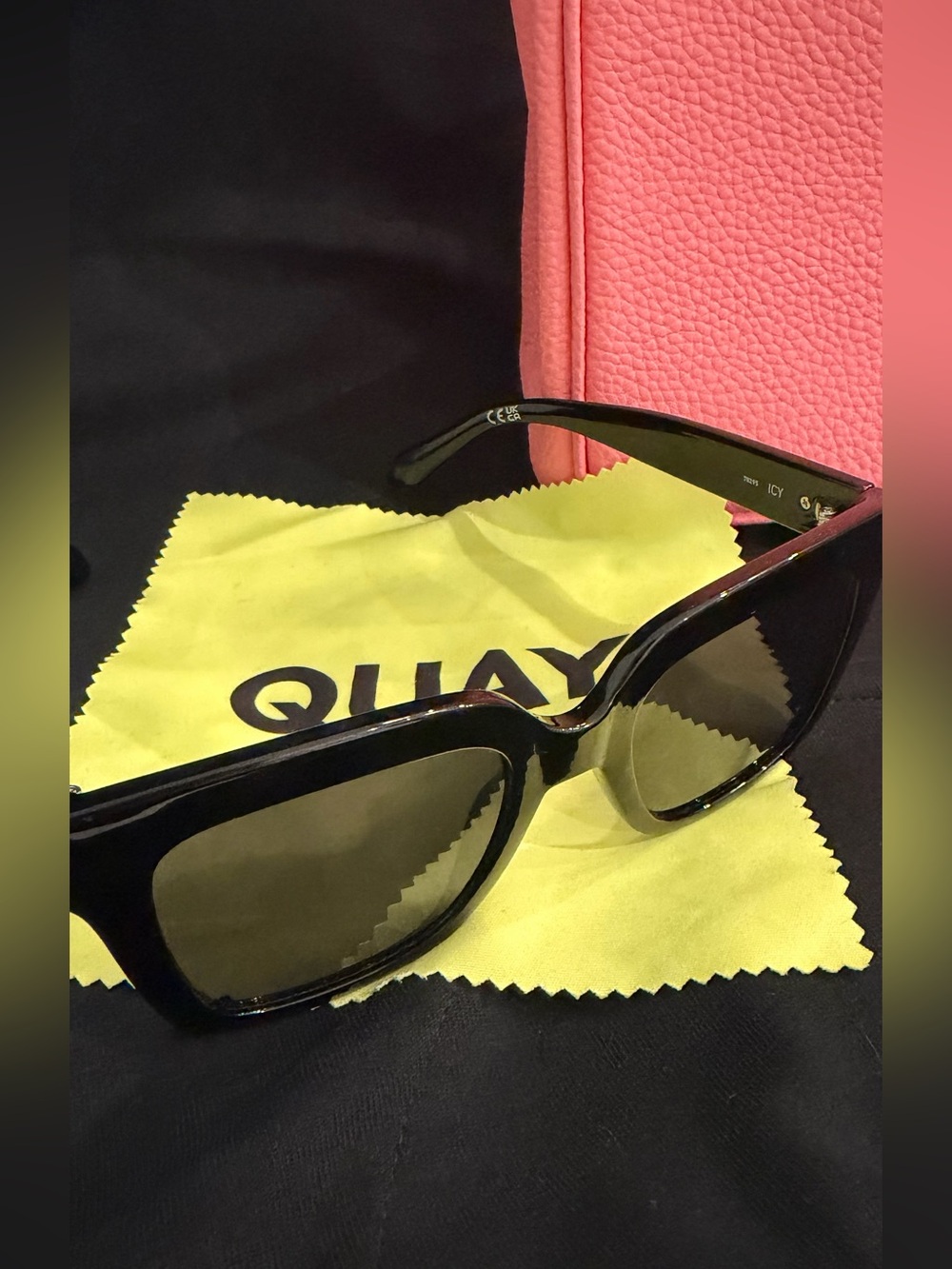 Quay Australia Black Oversized Square Sunglasses with Dark Lenses